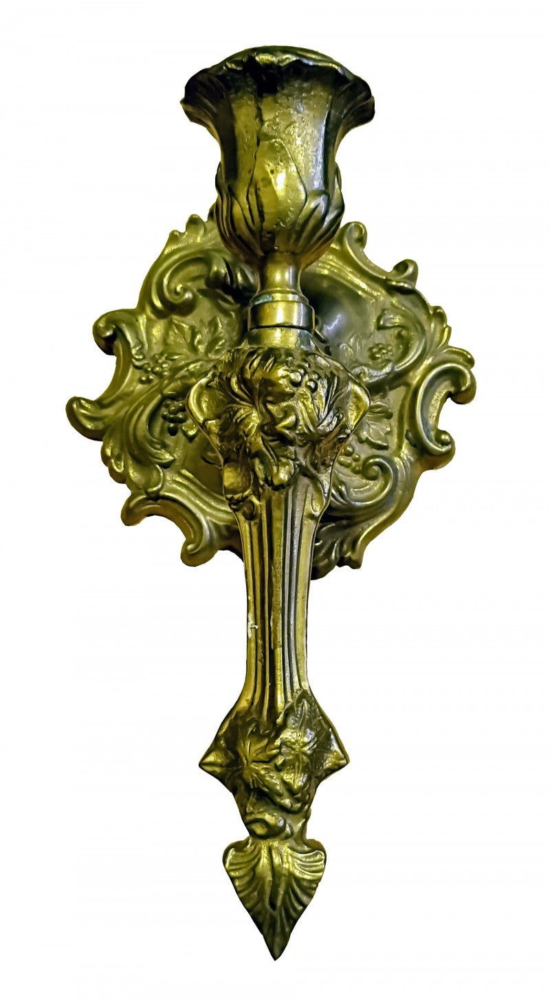 Antique Brass Candlestick Sconce
