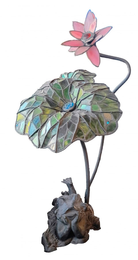 Tiffany Style Relaxing Frog Table Lamp