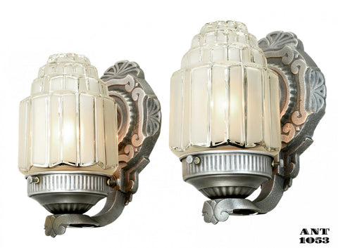 Art Deco Streamline Design Pair of Sconces