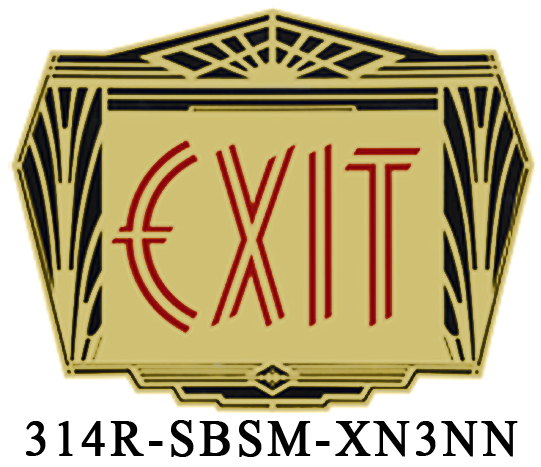 Fancy Brass Exit Sign with Art Deco Pattern