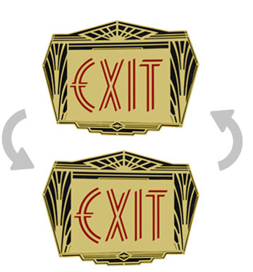 Fancy Brass Exit Sign with Art Deco Pattern – Double Sided (314x-SBSM-XN3NN-DS)
