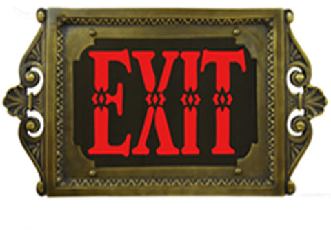 Fancy 1920s Style Cast BRASS Exit Sign (420x-SBSM-XN1NN)