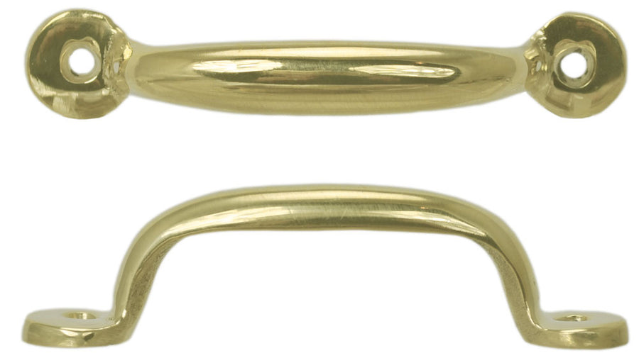 File Cabinet Brass Handle Small Sash or Hoosier Pull 3" Boring