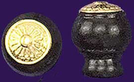 Ebonized Wooden Knob with Eastlake Brass Top