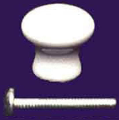 White Porcelain Knob 3/4" Diameter