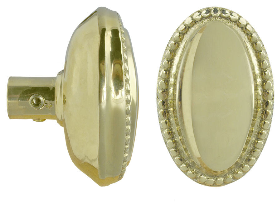 Victorian Oval Beaded Edge Doorknobs Set (L-24K)