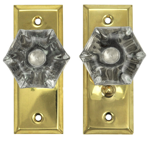 Complete Victorian Screen Door Latch Set with Glass Doorknobs