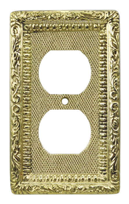 Victorian Decorative Brass Two Plug Outlet Cover Plate (L-W2)