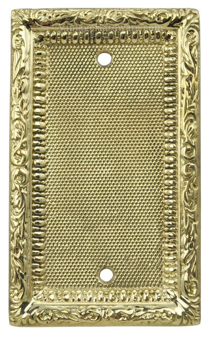 Victorian Decorative Brass Blank Single Switch Plate Cover (L-W3)