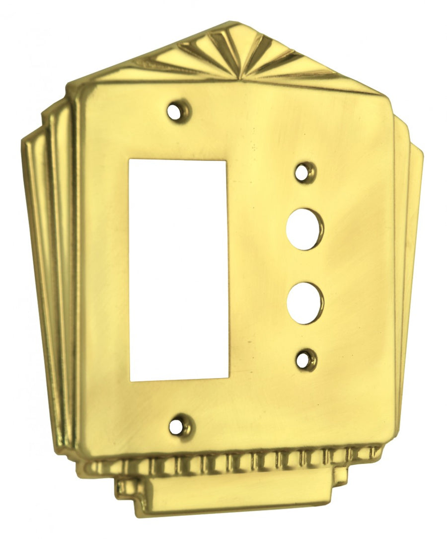 Art Deco GFI or Modern Rocker & Push Button Double Gang Switch Plate Cover