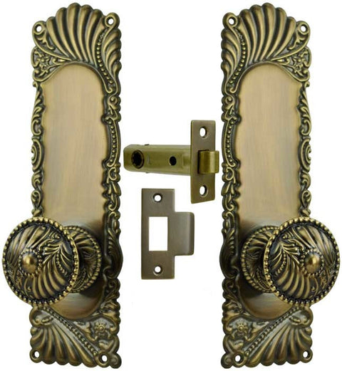Victorian Corbin Roanoke Low Knob Passage Door Plate Set