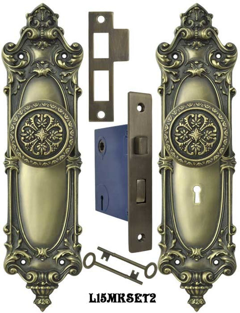 Victorian Rococo Yale Pattern with Gothic Knob Set with Locking Keyed Mortise