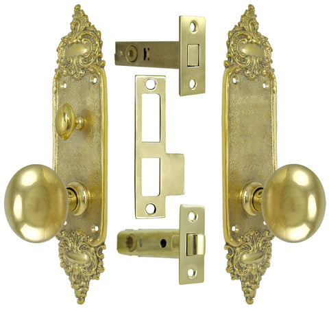 Louis Style Door Plate Passage Set with Locking Turnlatch