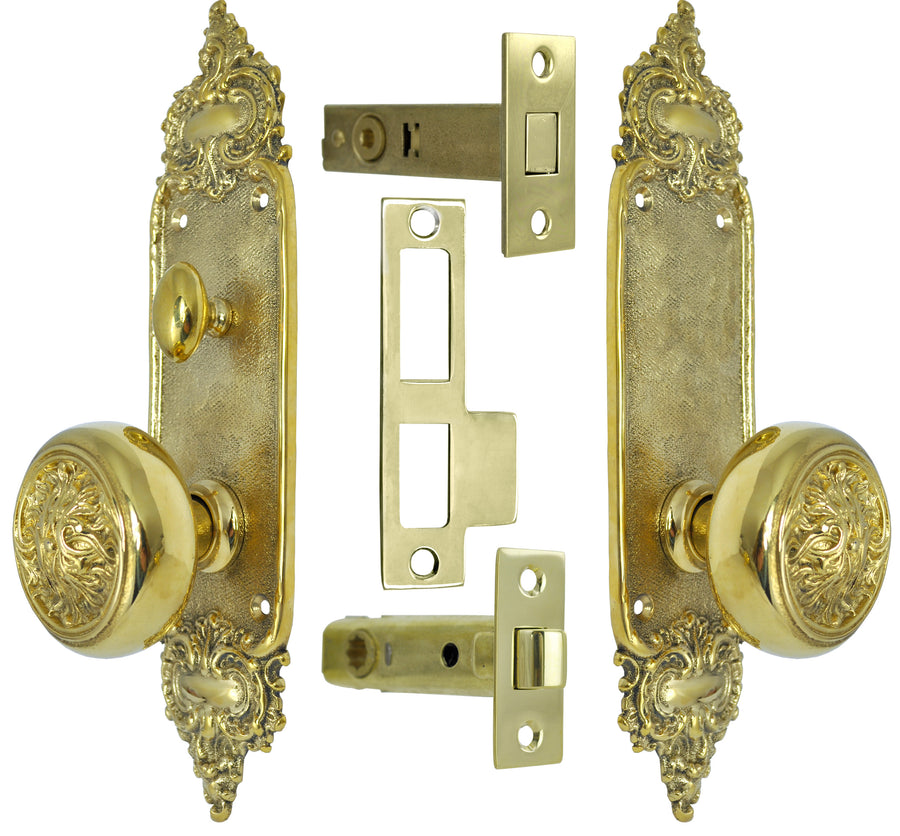 Louis Style Door Plate Passage Set with Locking Turnlatch