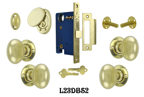 Contemporary Double Door Entry Set With Solid Brass Knobs