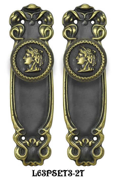 Art Nouveau Passage Door Plate Set