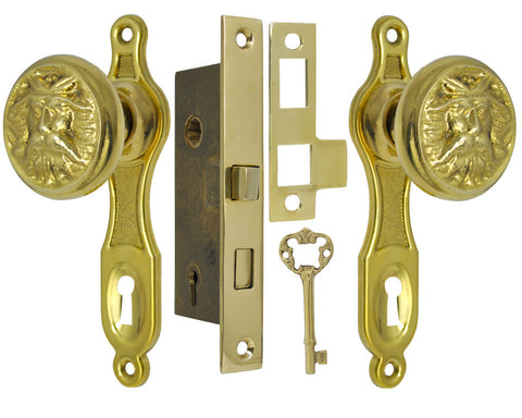 Narrow Backset French Door Set with North Wind Knobs