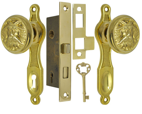 Narrow Backset French Door Set with North Wind Knob