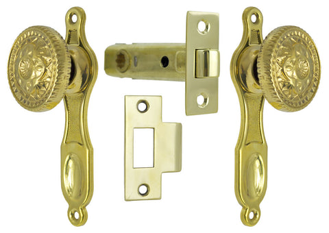 Narrow Door Plate Passage Set with Fancy Victorian Knob