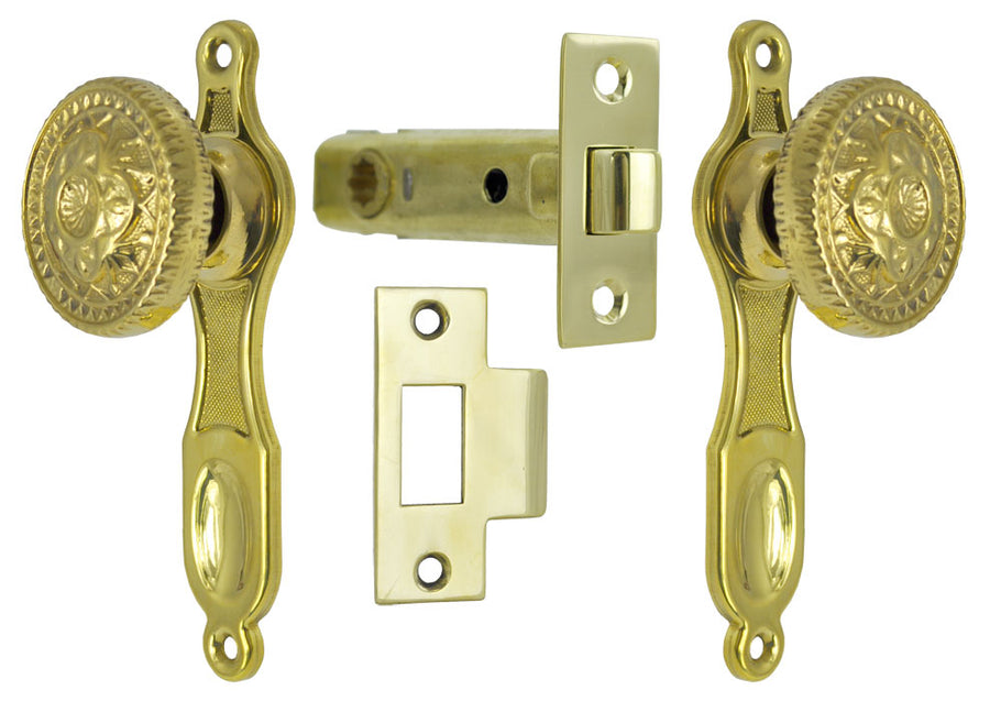 Narrow Door Plate Passage Set with Fancy Victorian Knob