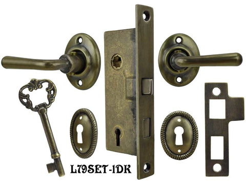 Narrow Lock Set with Lever Handles for Small Backset Doors