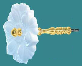 Pressed Glass Curtain Tieback White