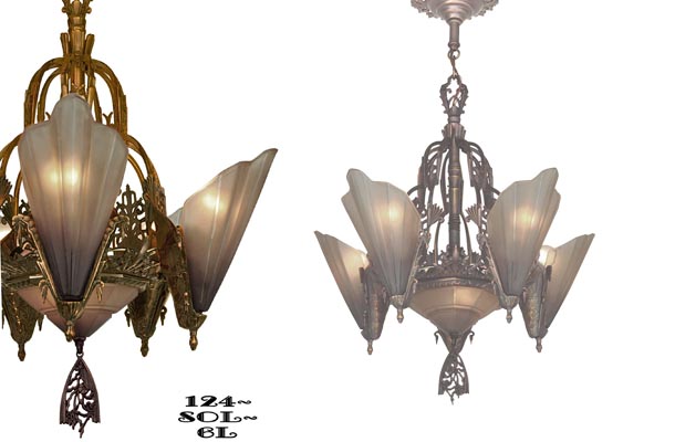 Art Deco Close Ceiling Flush Mount Chandeliers 5 Light Soleure Series by Mid West (122-SOL-CC) — view 5