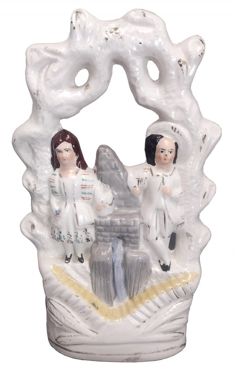 Children Under Arbor Fountain Antique Staffordshire Figure