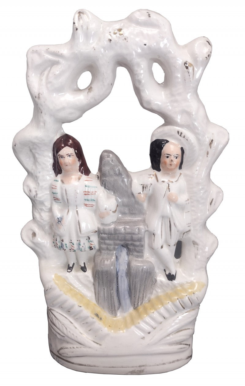 Children Under Arbor Fountain Antique Staffordshire Figure