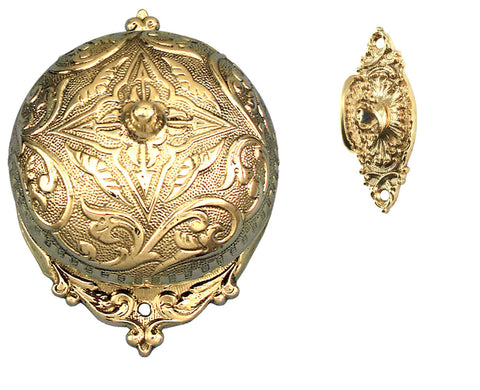 Recreated Interior Mechanical Fancy Victorian Rococo Twist Doorbell SET