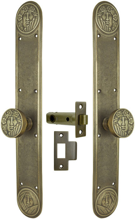 Art Nouveau Lady Face Low Knob Passage Set