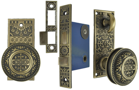 Victorian Style Windsor Pattern Small Plate Door Set with Turnlatch Mortise