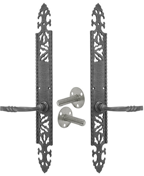 Gothic or Arts and Crafts Iron Door Plate Low Knob Dummy Set