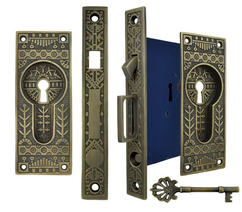 Windsor Pattern Single Pocket Door Lock Set