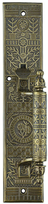 Victorian Windsor Pattern Door Plate With Thumblatch 12" Tall