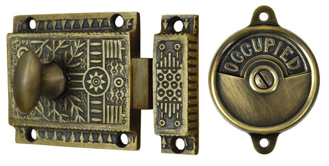 Victorian Circa 1900 Occupied/Open Bathroom Surface Privacy Latch