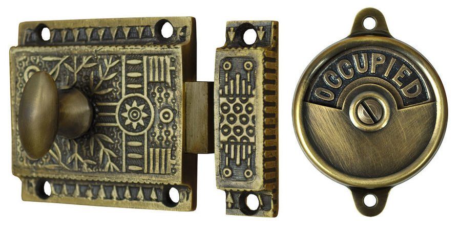 Victorian Circa 1900 Occupied/Open Bathroom Surface Privacy Latch