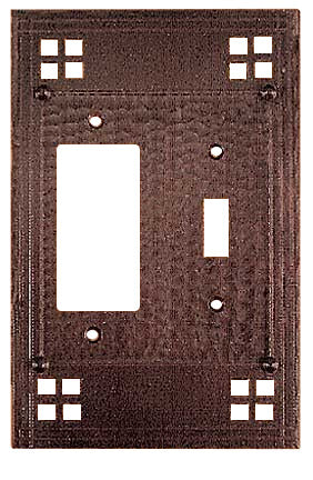 Arts & Crafts Copper Rocker & Switch Plate Pacific Pattern