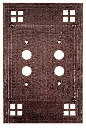 Arts & Crafts Double Push Button Switch Plate Pacific Pattern
