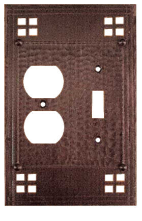Arts & Crafts Copper Plug & Switch Plate Pacific Pattern