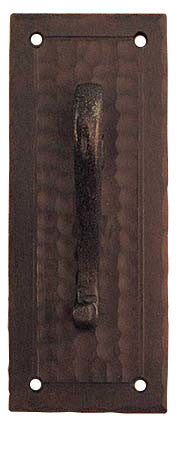 Arts & Crafts Large Copper Pull Handle Field Pattern