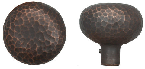 Arts & Crafts Hammered Copper Finish Round Doorknob