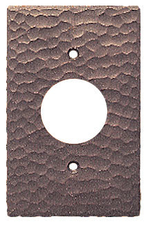 Arts & Crafts Hammered Copper Single Large Plug Cover Plate