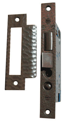 Arts & Crafts Hammered Copper Mortise Lock 2 1/2" Backset