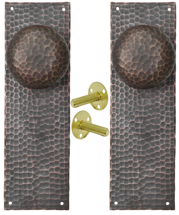 Arts & Crafts Hammered Copper Door Plate Dummy Set