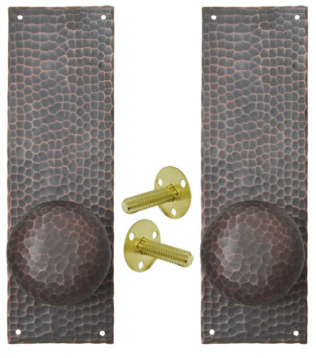 Arts & Crafts Hammered Copper Door Plate Low Knob Dummy Set