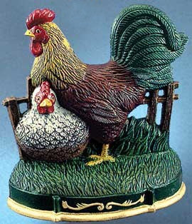 Cast Iron Door Stop Rooster & Hen