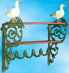Rustic Seagull Motif Iron Kitchen Shelf