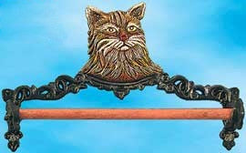 Cast Iron Towel Holder Cat Motif