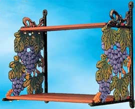 Cast Iron Double Shelf With Grapes Design